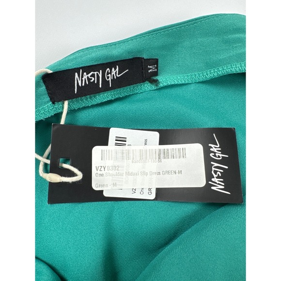 Nasty Gal Midaxi One Shoulder Slip Dress - Green, Size Medium NWT - Picture 7 of 8